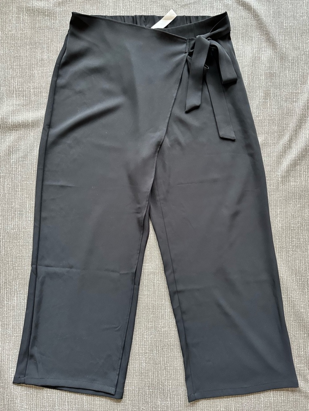 halara High Waisted Tie Side Pocket Straight Leg Flowy Casual Linen-Blend Pant L